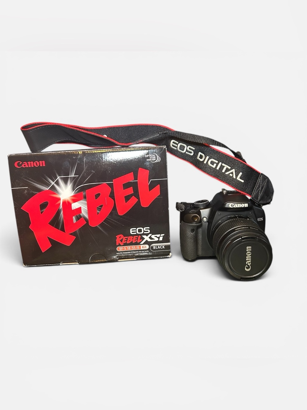 Canon Rebel EOS Rebel XSI EF-S 18-55 IS Camera Kit Body Lens Strap Case W/Box
